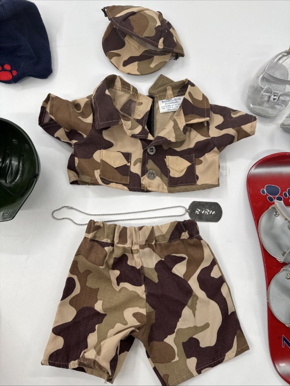 Build A Bear Camo Snowboard Clothing Lot Shoes Hat Helmet Gloves Military BABW - Picture 5 of 9